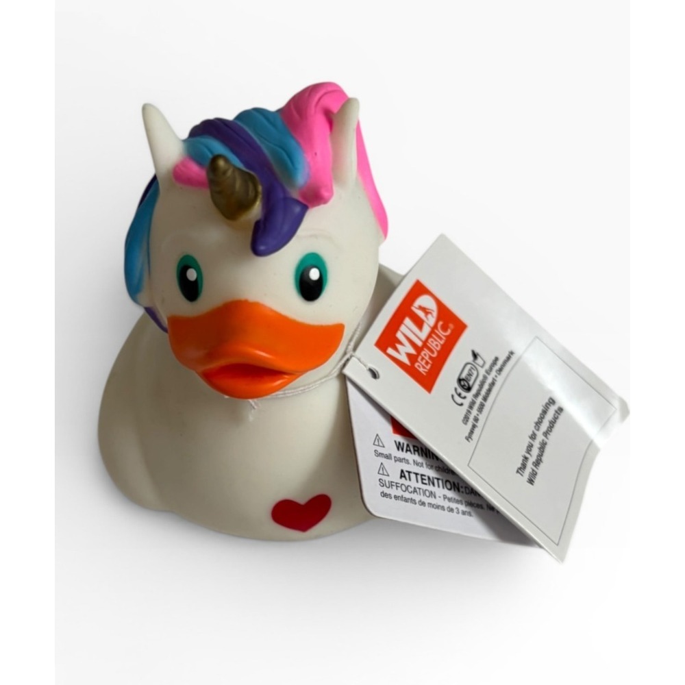 Wild Republic Unicorn Rubber Duck White Pink Blue Gold Horn Heart MNX-SZ2021 D2